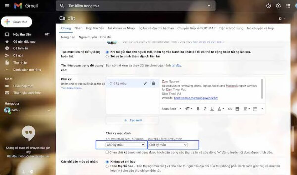 Chọn chữ ký cần chỉnh sửa và tạo nội dung mới
