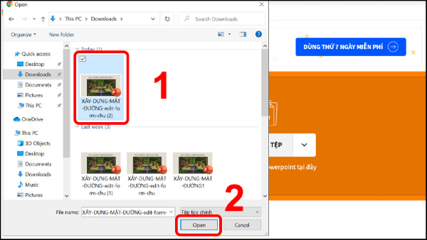 Chọn Tệp > Nhấn Open