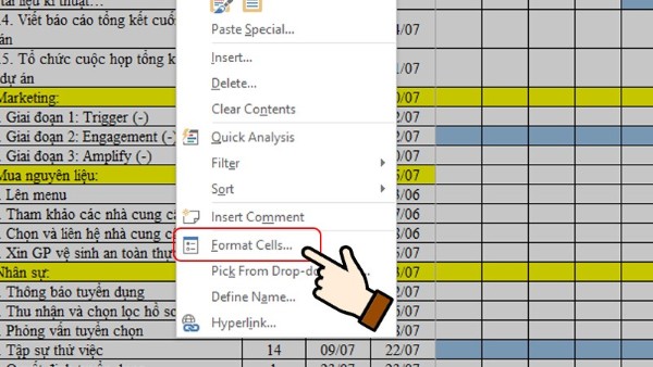 Chọn Format Cells….