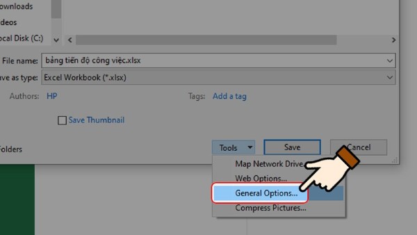 Chọn General Options