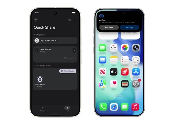 Điện thoại Android có thể AirDrop sang iPhone