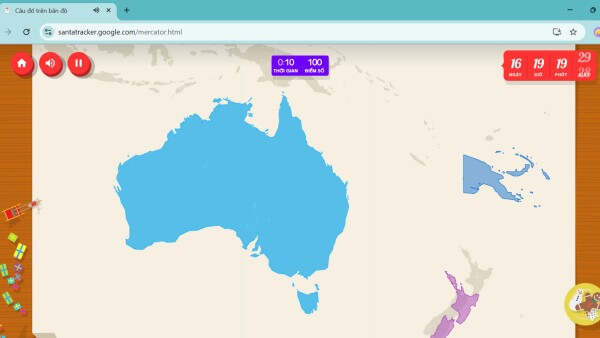 Bản đồ hành trình dự kiến của ông già Noel