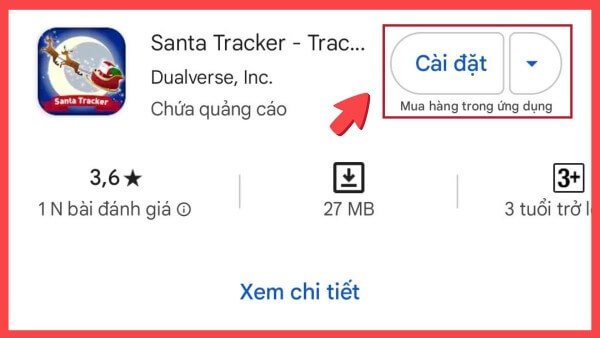 Nhấn Cài đặt để tải ứng dụng 