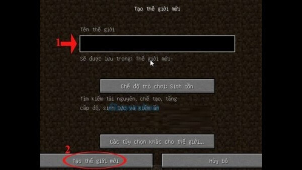 Nhấn Create World