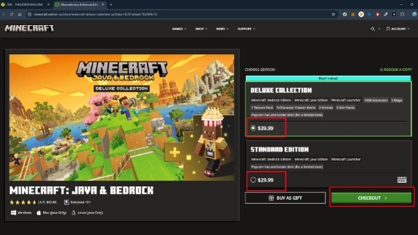 Chọn phiên bản game phù hợp và nhấn Check out