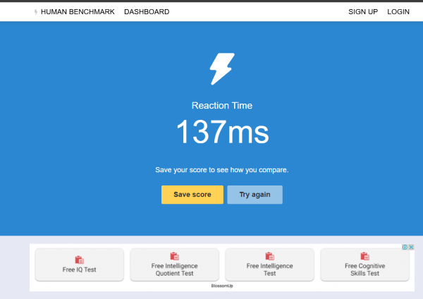 Human Benchmark Reaction Time