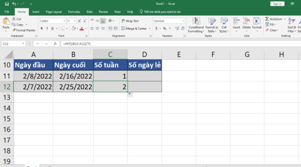 Kéo công thức xuống dòng tiếp theo để áp dụng