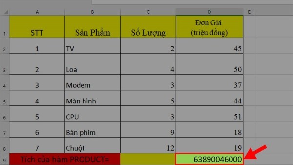 Nhấn Enter để nhận kết quả