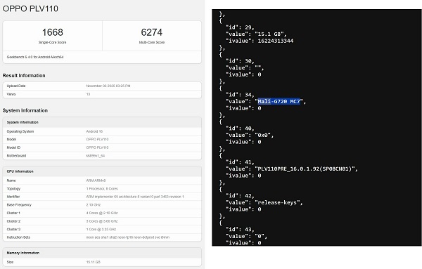 Hiệu năng OPPO Reno15 Series xuất hiện trên Geekbench