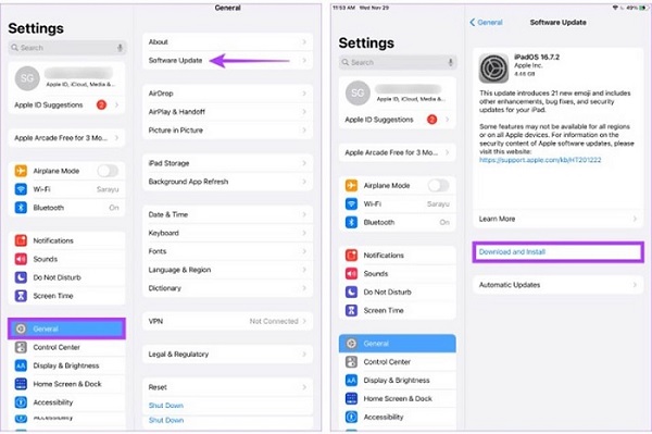 Cập nhật hệ điều hành để sửa lỗi không xoay được màn hình