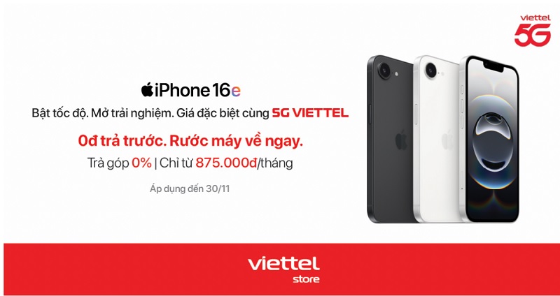 trợ giá iPhone 16e khi mua kèm gói cước 5G Viettel