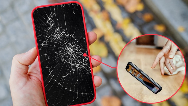 iPhone bị nứt màn hình khi rơi từ độ cao hoặc va đập mạnh 