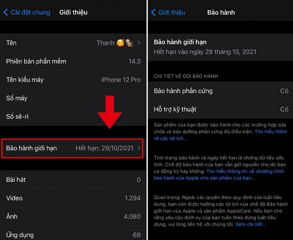 Cách xác định tình trạng bảo hành pin của iPhone
