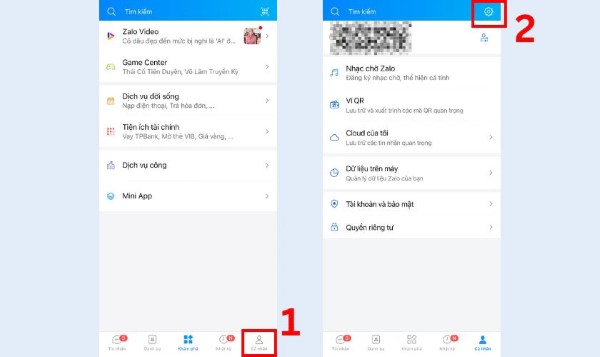 Nhấn vào biểu tượng Cài đặt