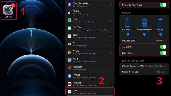 Bật  “Cho phép thông báo” 