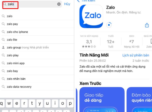 Tải và cài đặt lại ứng dụng Zalo
