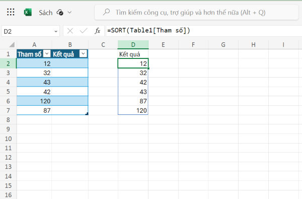 Đặt công thức ở ngoài vùng Table
