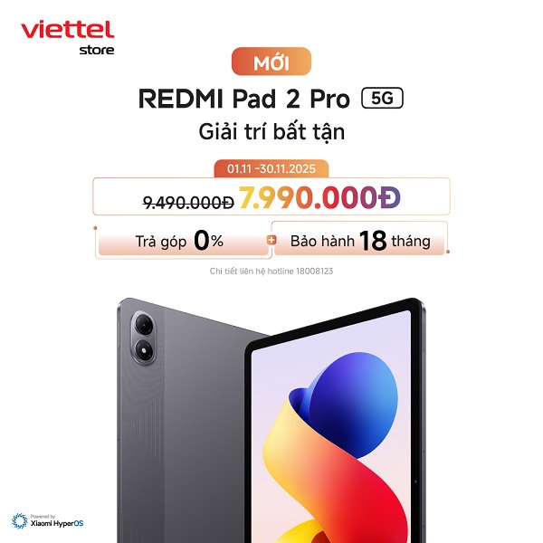 Hotsale mở bán Redmi Pad 2 Pro 5G giá giảm chỉ 7.990.000đ