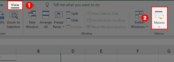 Chọn View → Macros