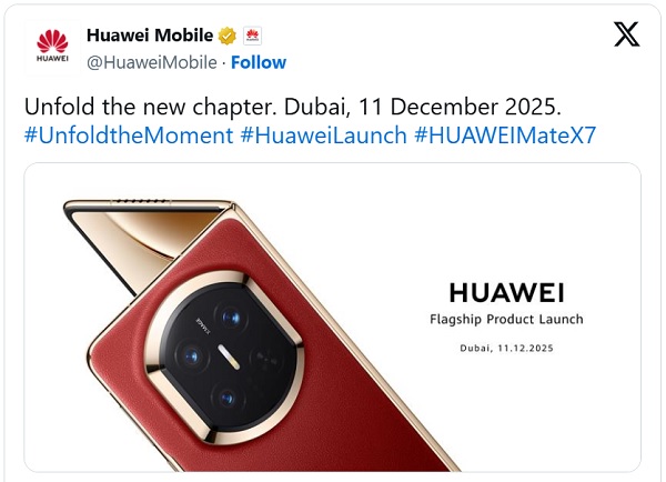 Ngày ra mắt Huawei Mate X7 sẽ vào ngày 12/12 tới đây