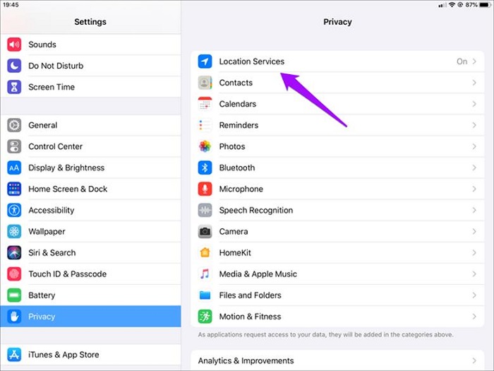 Cần tắt quyền truy cập vị trí không cần thiết để iPad không bị tụt pin
