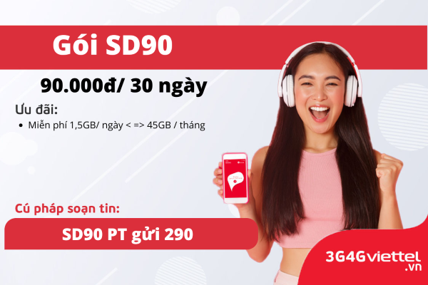 Gói SD90 chỉ 90.000đ nhận tới 45GB