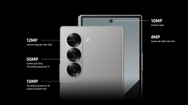 Galaxy Z Fold6 trang bị cụm 3 camera sau và 2 camera trước