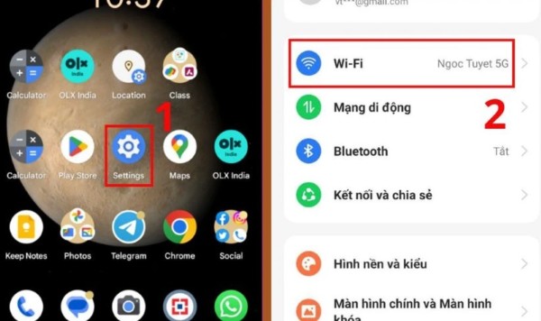 Mở Cài đặt > chọn Wi-Fi