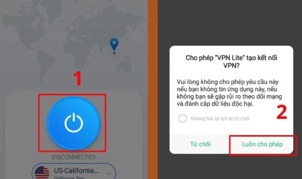 Nhấn biểu tượng kết nối