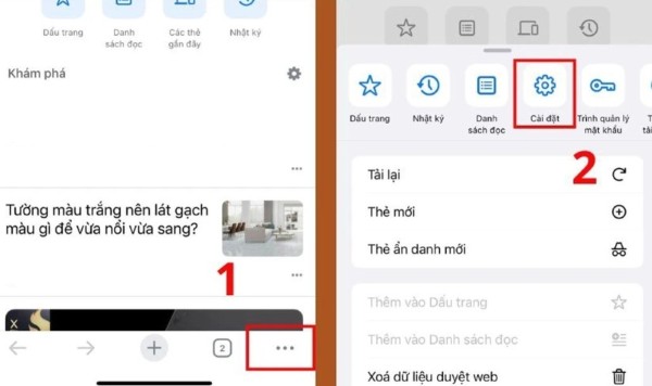 Nhấn biểu tượng 3 chấm dọc → chọn Cài đặt