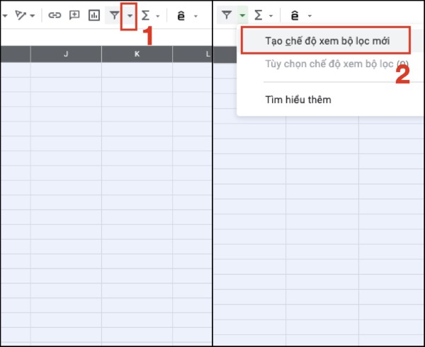 Chọn Tạo chế độ xem bộ lọc mới