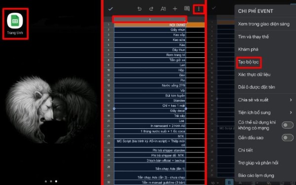 Chọn More (Thêm) → Tạo bộ lọc