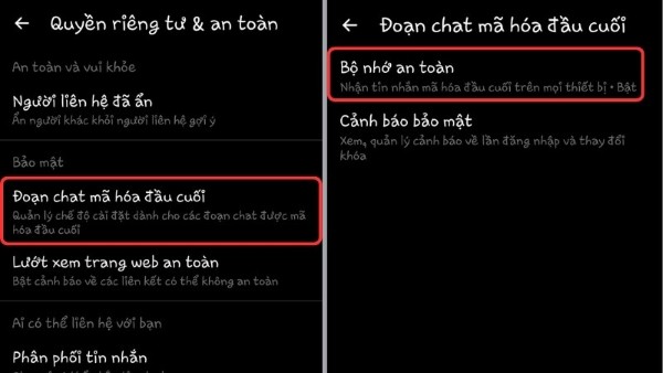 Chọn Đoạn chat mã hóa đầu cuối