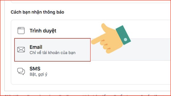 Nhấn vào Email
