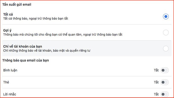 Chọn tắt toàn bộ hoặc chỉ giữ những thông báo quan trọng