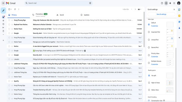 Nhấn biểu tượng cài đặt