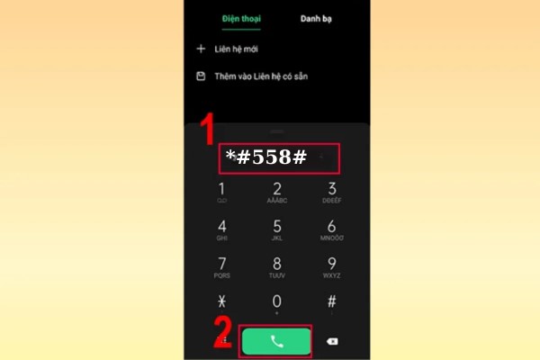 Nhập mã * #558# và nhấn phím gọi