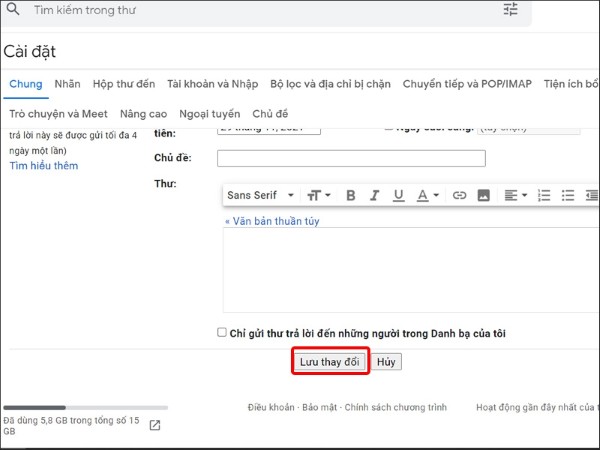 Nhấn Lưu thay đổi