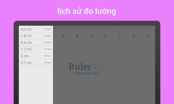 Ruler App có khả năng ghi nhớ các phép đo trước đó