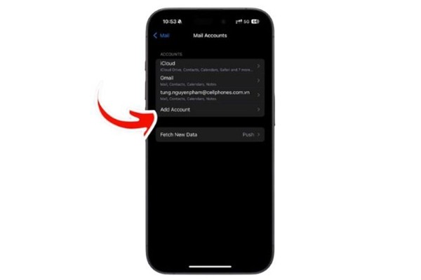 Chọn thêm tài khoản email