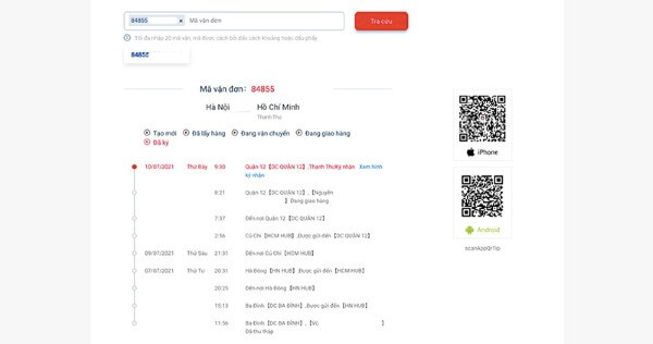 Hệ thống sẽ hiển thị thông tin đơn hàng chi tiết