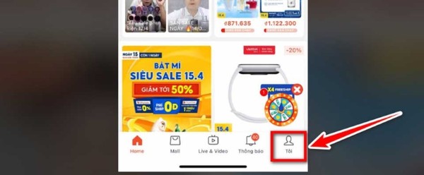 Nhấn biểu tượng “Tôi”