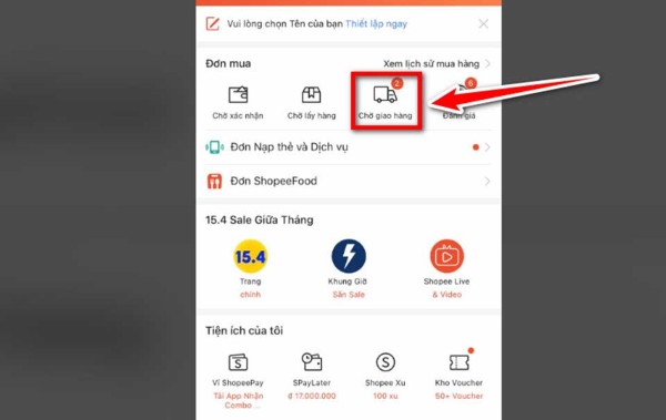 Chọn “Chờ giao hàng”