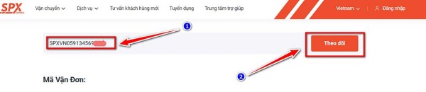 Nhập mã vận đơn SPX 