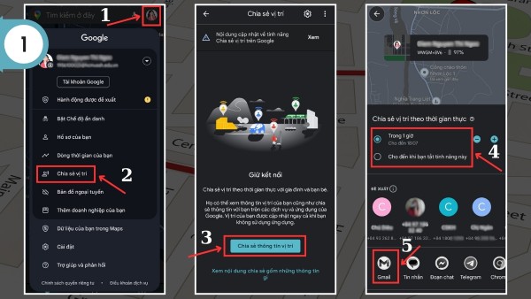 Chọn "Chia sẻ vị trí" > "Chia sẻ thông tin vị trí" 