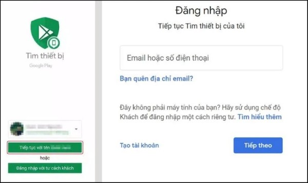 Đăng nhập bằng tài khoản Google