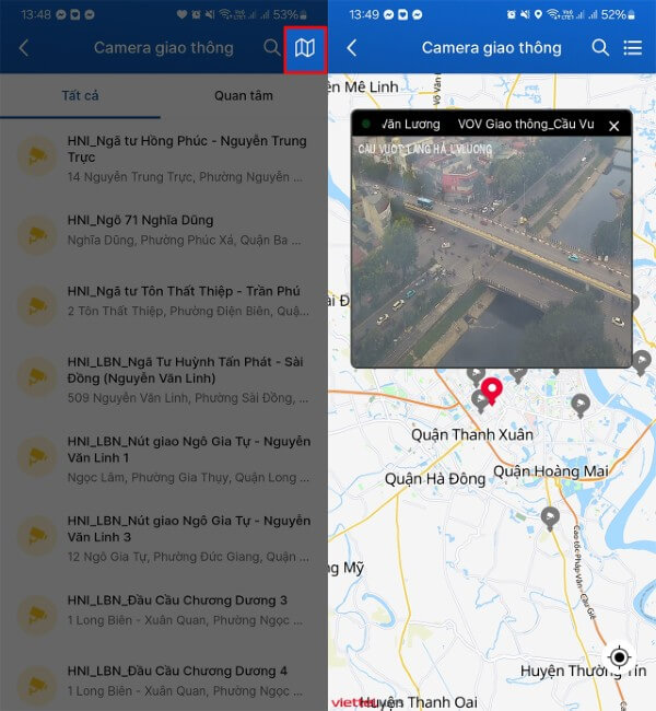 Kéo và phóng to/thu nhỏ để xem camera khu vực mong muốn