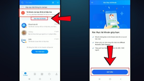 Chọn “Xác thực tài khoản” → “Bắt đầu”