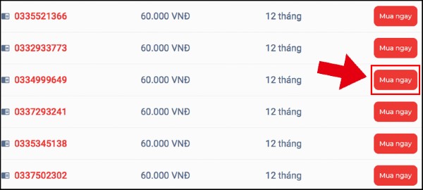 Chọn số và nhấn Mua ngay