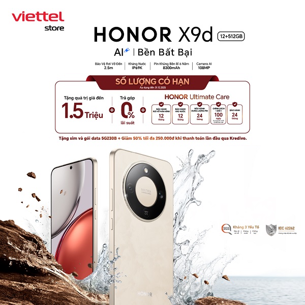 HONOR X9d - Bền bất bại chính thức mở bán tại Viettel Store